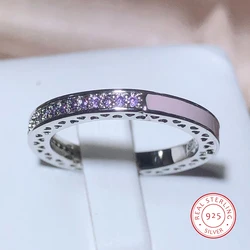 Elegant And Exquisite Light Purple Drip Enamel Ring For Women 925 Stamp Purple Zirconia Party Birthday Jewelry Gift