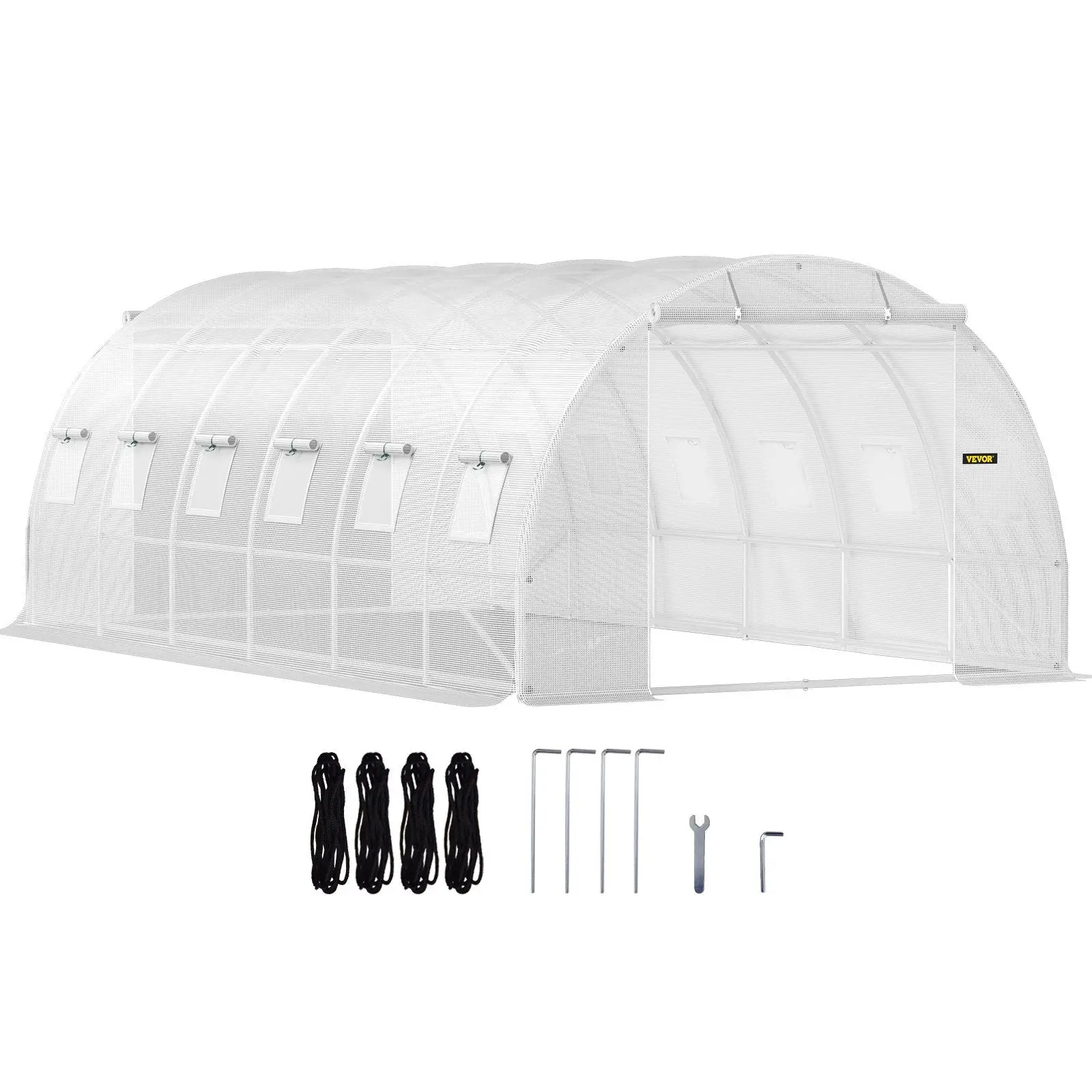 

20x10ft Walk-in Tunnel Greenhouse,Portable Plant Hot House with 12 Roll-up Windows & 2 Zippered Doors, Galvanized Steel Frame