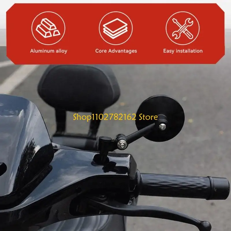 

547B Strong Bike Handlebar Mirror Scratch Resistant Glass Long Lasting for Parking