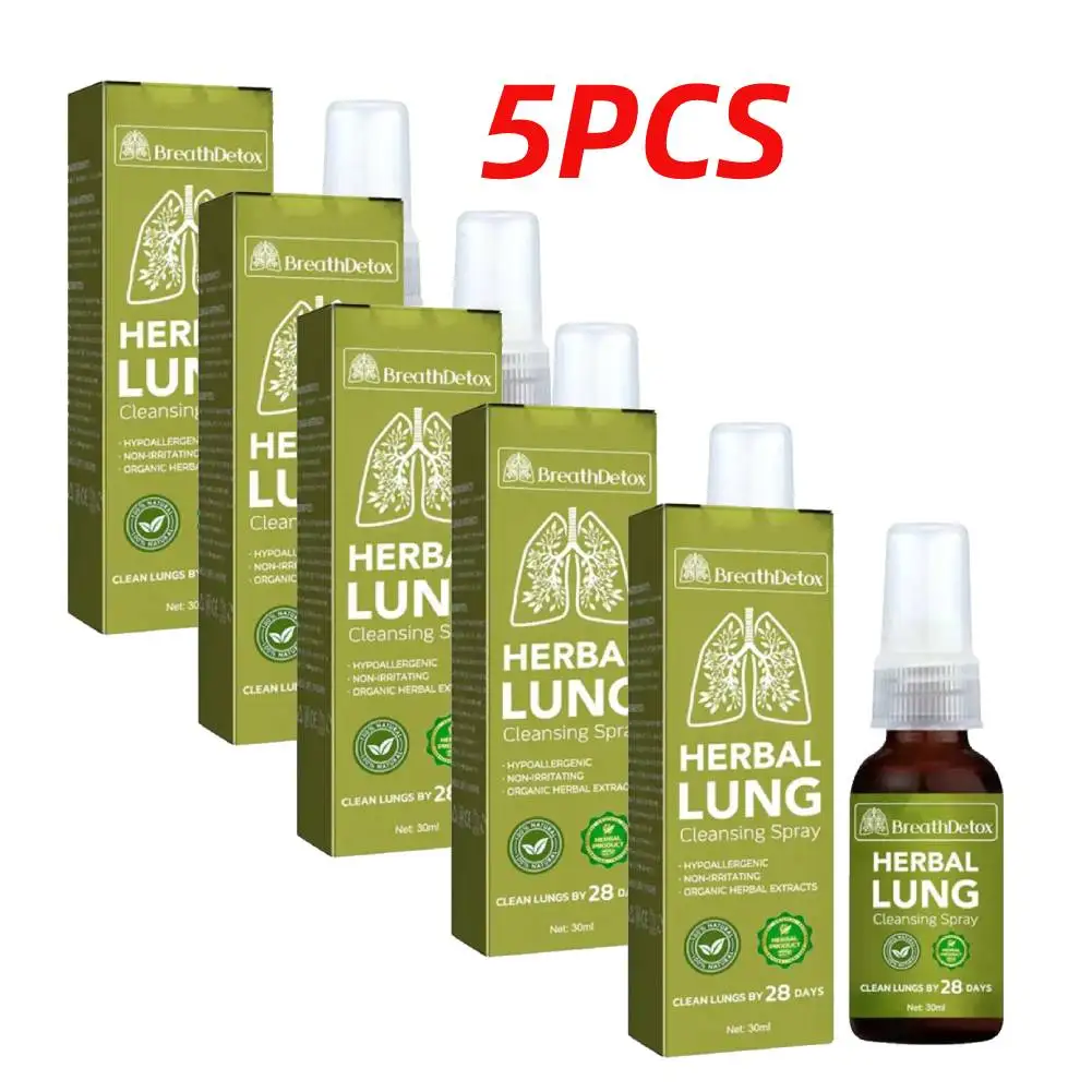 Pulverizador de limpieza de pulmones para hombres o mujeres, Spray de limpieza de pulmones a base de hierbas, suplemento de Salud de pulmones orgánico, curación Global, 5/3/1 piezas