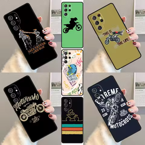 Moto Cross Motorcycle Sports Phone Case For Samsung Galaxy S23 S21 S20 FE S24 S22 Ultra Note20 S10 S9 S8 Plus Silicone Cover