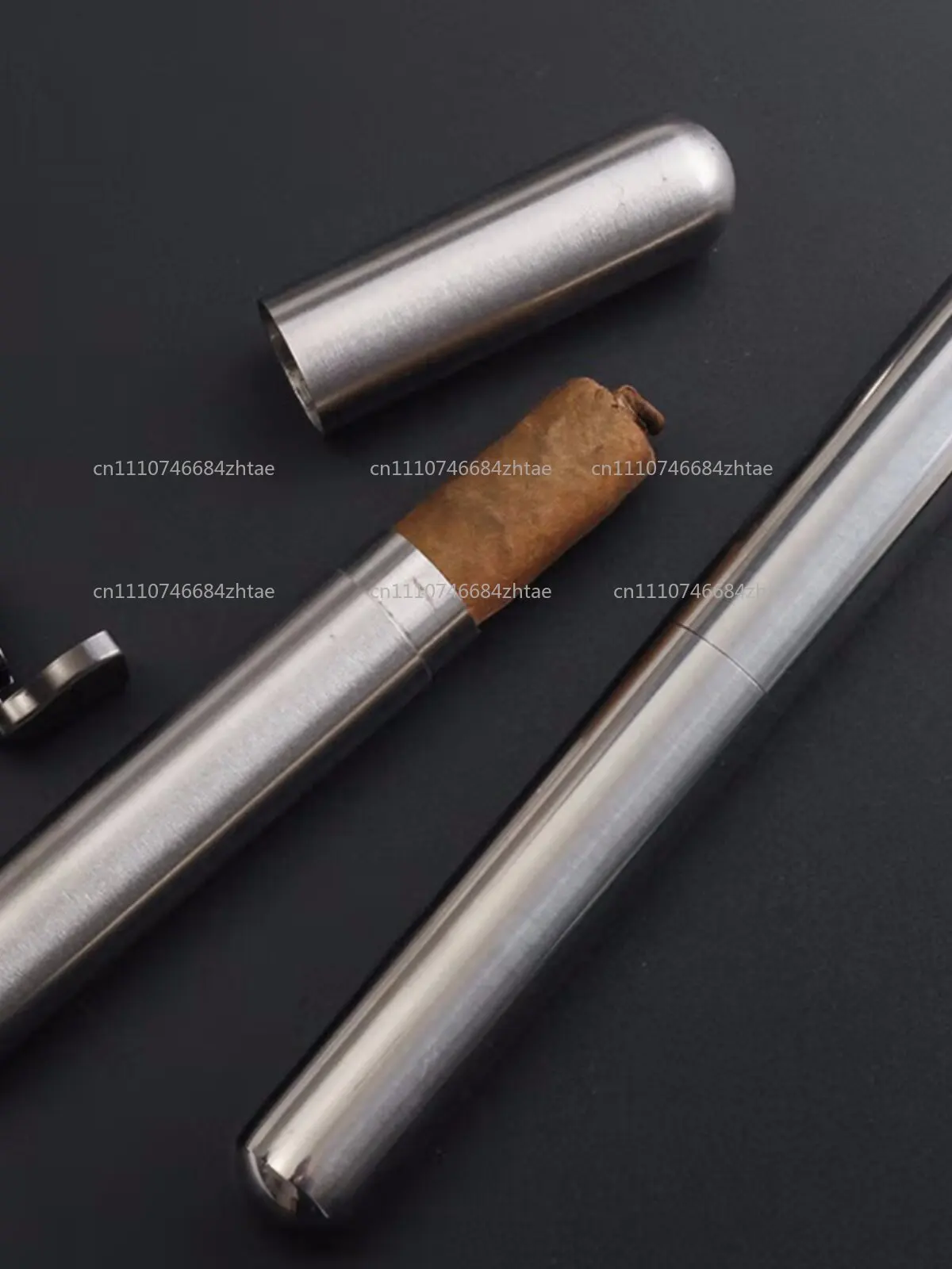 Stainless Steel Cigar Tube 167x22mm Single Cigar Humidor Airtight Moisturizing Travel Accessory