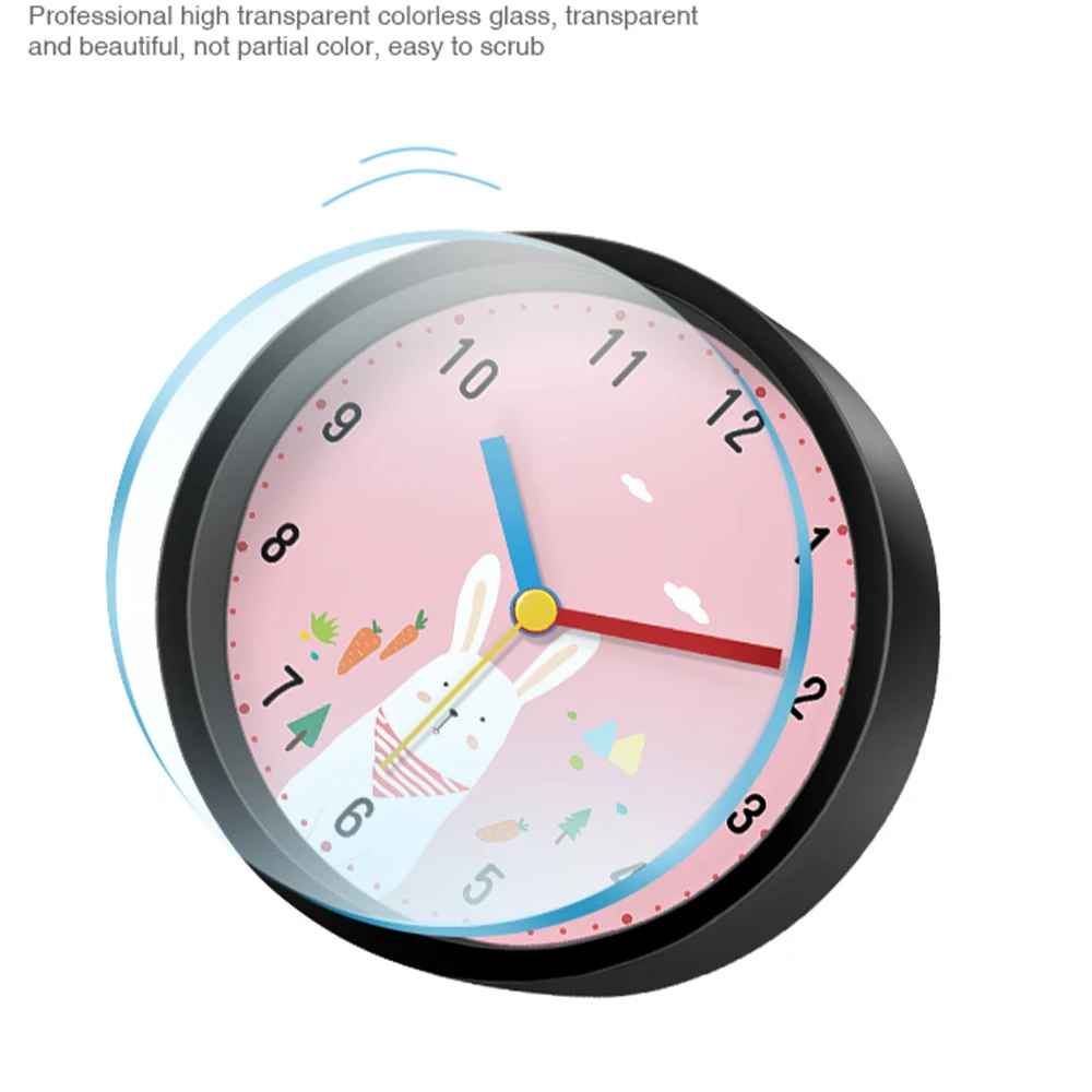 1PC Small Alarm Clock Round Cartoon Rabbit Table Clock Plastic Frame Wake-up Tool For Children Large Volume Alarm Clock