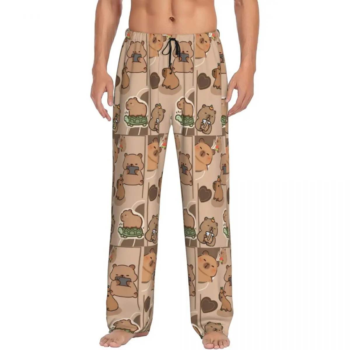 

Custom Funny Capybara Pajama Pants for Men Lounge Sleep Drawstring Sleepwear Bottoms with Pockets
