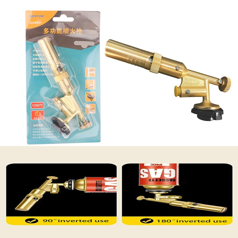 

1PcBrass Gold Welding Torch Gas Burner Flame Gun High Temperature Brass Copper Gas Torch Brazing Solder Propane Welding Plumbing