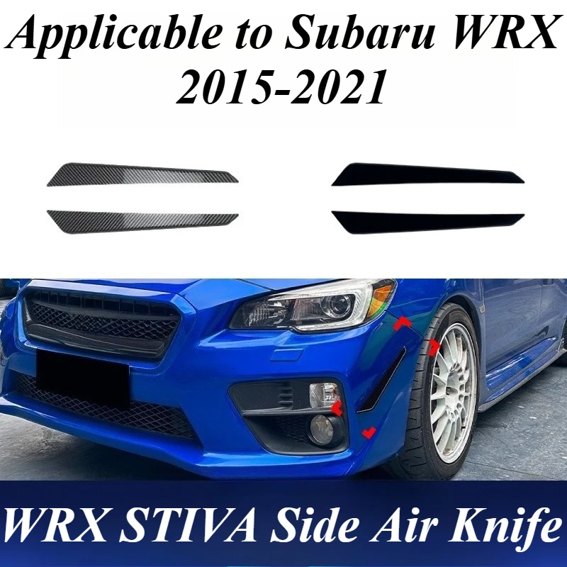 

For Subaru WRX STI VA 2015-2021 Front Bumper Side Wind Blades Air Flow Guide Lip Spoiler 3K Carbon Fiber Look Exterior Styling