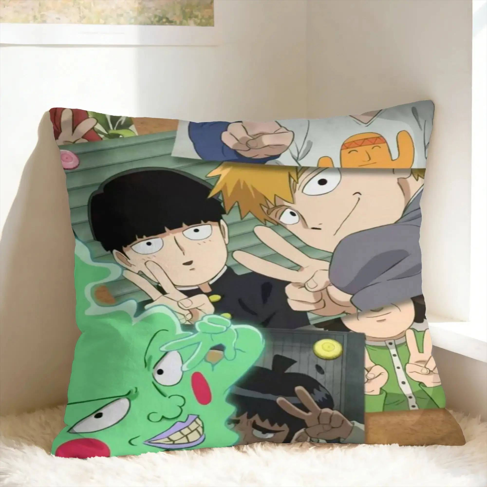 M-Mob Psycho 100 Pillow Cover  Custom Cushion Cover Cute Funny Pillow Case For Office Car Home Decor