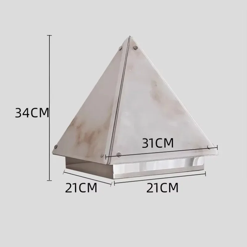 Triangular pyramid marble lampshade light luxury design wrought iron bedside E27 hotel restaurant LED sofa desk lamp