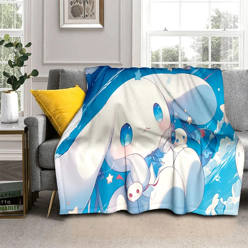 Kawaii Sanrio Cinnamoroll Cartoon Dog Girl Soft Flannel Blankets,Throw Blanket Comfortable Blanket for Beds Sofa Home Bedroom 3D