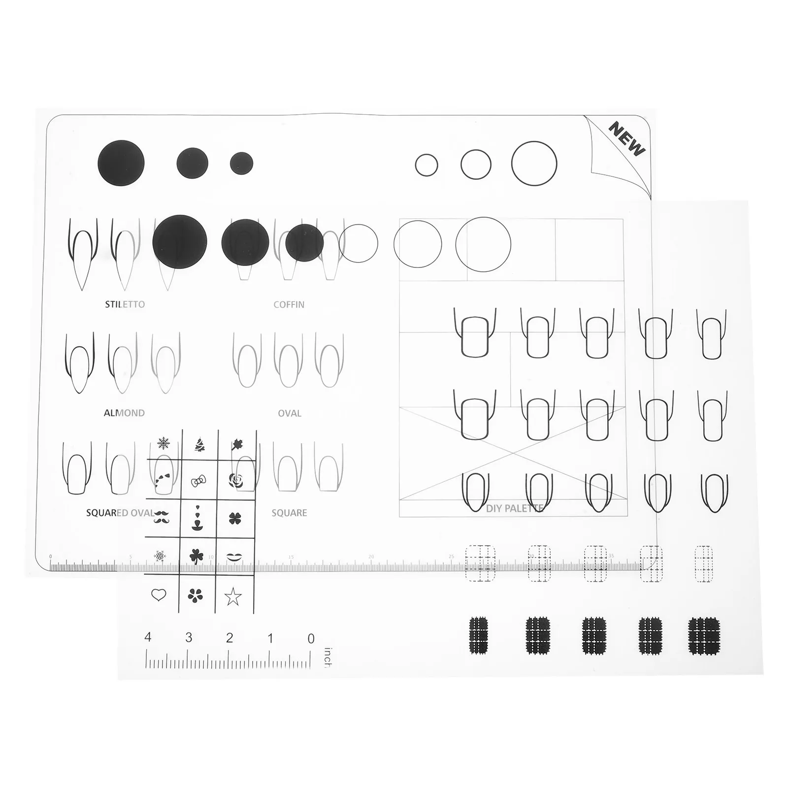 

2Pcs Nail Art Training Mat Silicone Practice Sheet Soft Flexible Reusable Salon Nail Drawing Board Professional Manicure Tech