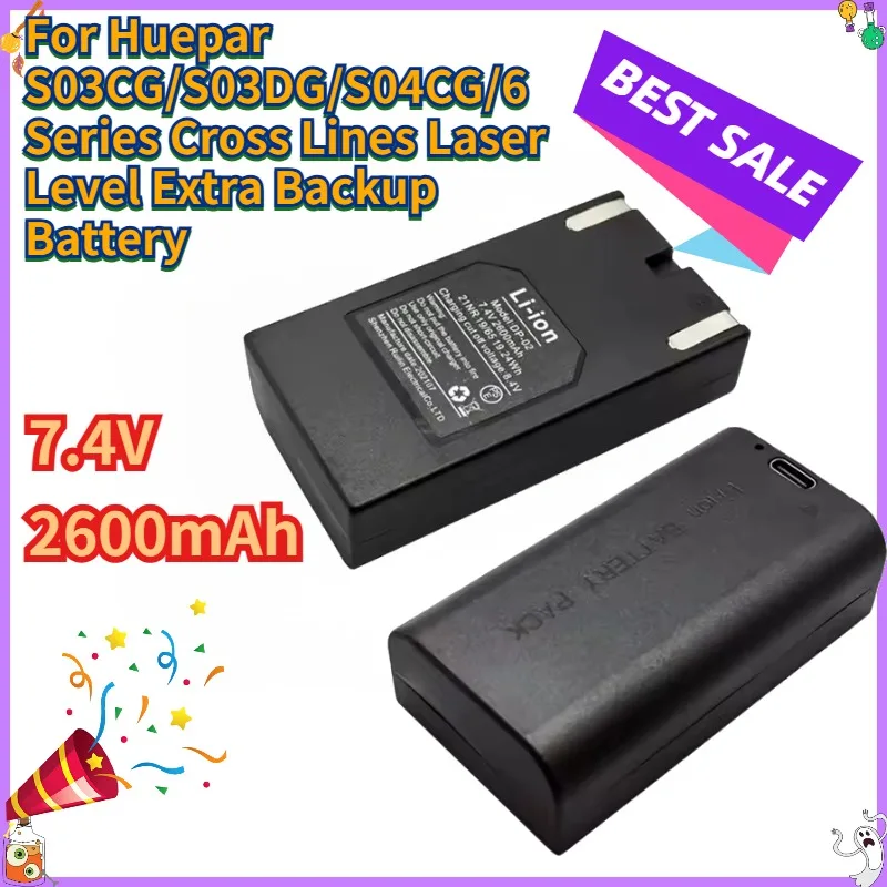

New 7.4V 2600mAh Li-ion Battery for Huepar S03CG/S03DG/S04CG/6 Series Cross Lines Laser Level Extra Backup Battery