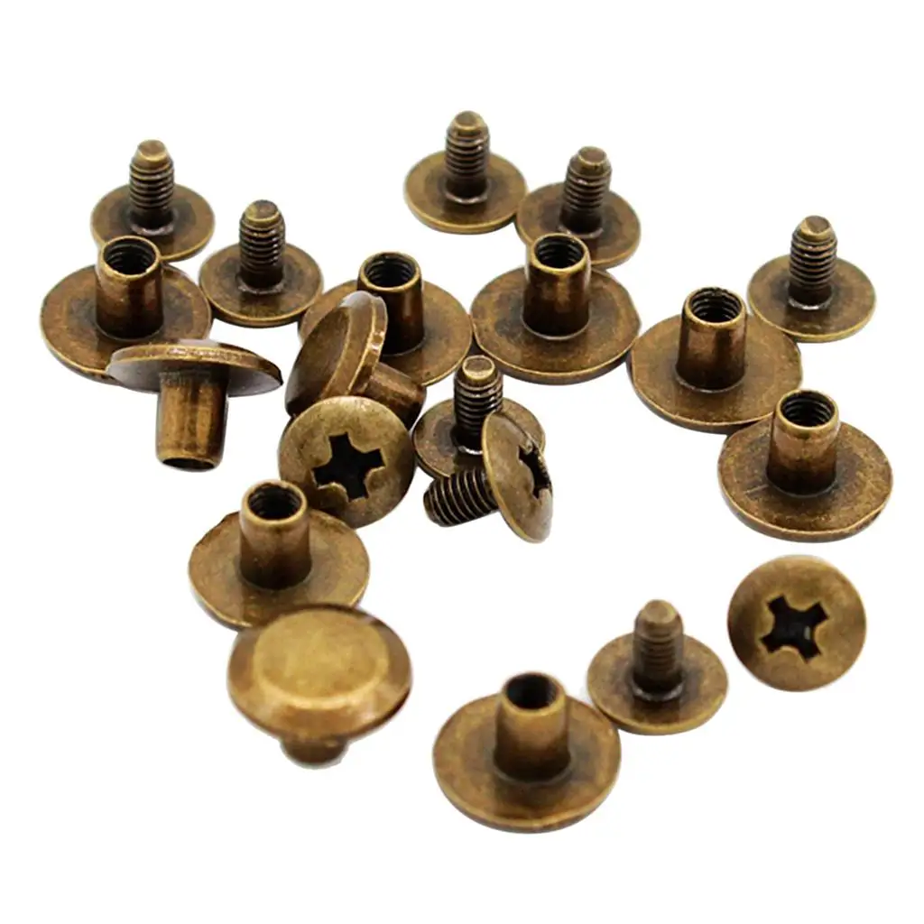 10 Pieces Binding Screw Rivets Studs Bracelets Belt Bronze 10x5mm