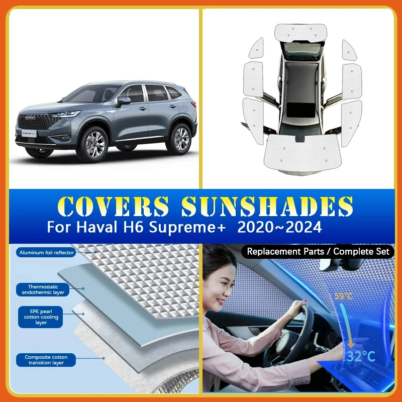 

Car Sunshades Covers For Haval H6 Supreme+ 2020-2024 Parasol For Car Summer Sunscreen Window Coverage Sunshades Auto Accessories