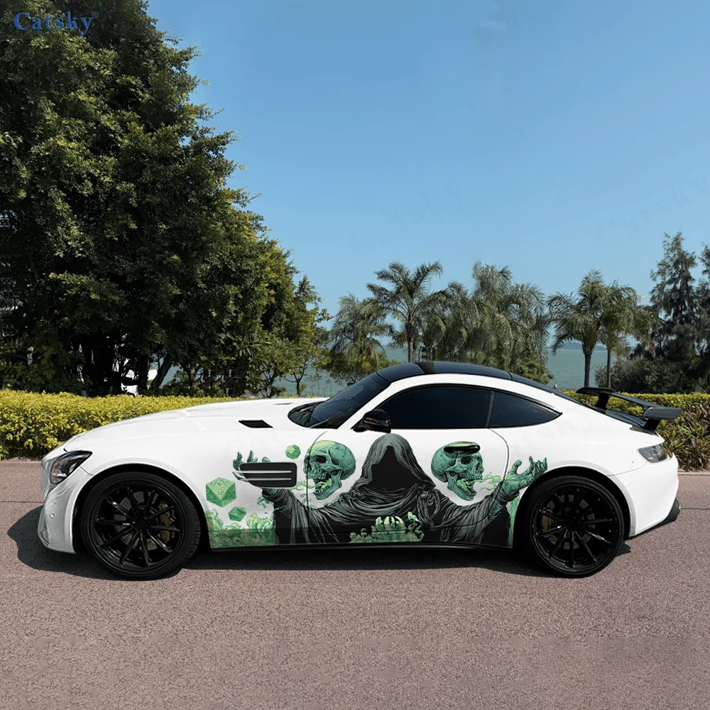 

Green Cloak Skeleton Ghost Car Vinyl Wraps Decal Self-adhesive PVC Sticker Suitable for Trucks SUV Decor Auto Accessories Gift
