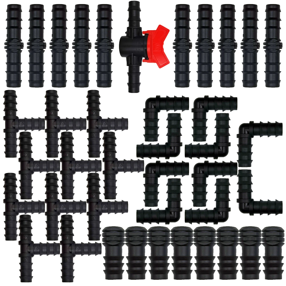 34 szt. 1/2 "zestaw złączek do nawadniania kropelkowego trójnik prosty wtyczka kolankowa do rur 1/2 cala 16mm ogród wąż do podlewania podłącz
