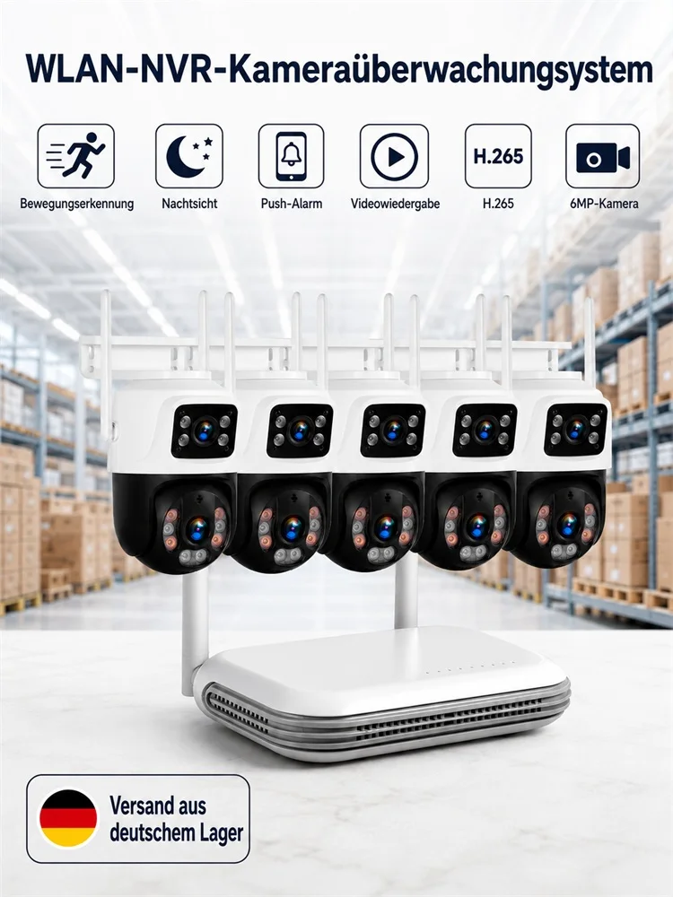 KERUI 8CH NVR Kit Wasserdichte 6MP HD Kabellose Dual-Objektiv IP PTZ Kamera WLAN Heimsicherheits-Überwachungskamerasystem Video CCTV