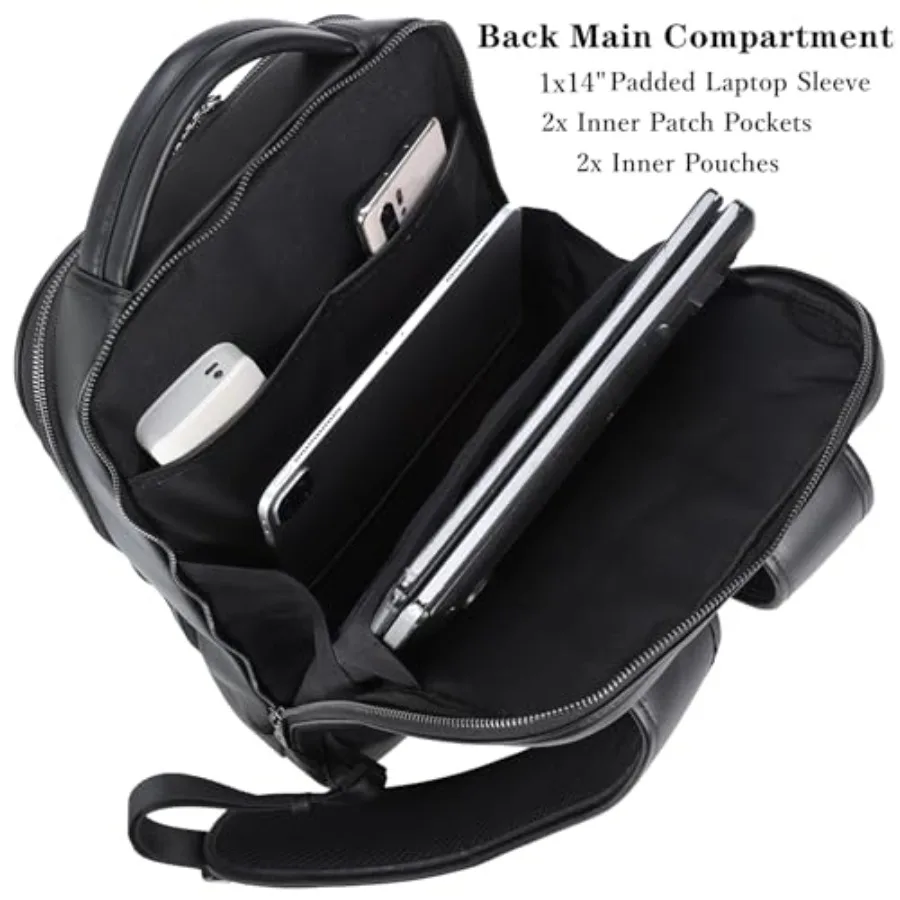 Masa Kawa حقيبة ظهر للكمبيوتر المحمول مقاس 14 بوصة من الجلد النحيف للنساء والرجال والأعمال الصغيرة والسفر والمكتب والعمل حقيبة ظهر للكمبيوتر التنفيذي Casu #5