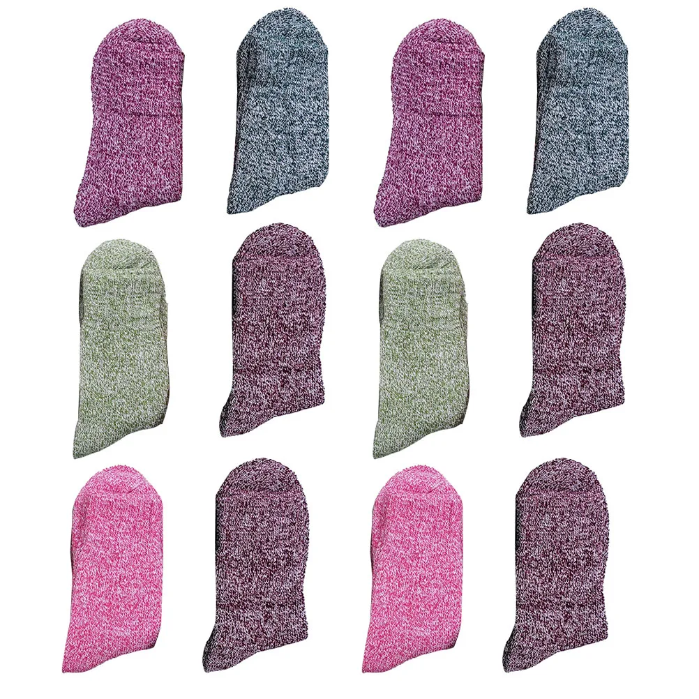 

6 Pairs Thick Warm Women Teens Girls Stockings Thermal Socks Supple Multi Colored Candy Socks Winter Blending Christmas Gift