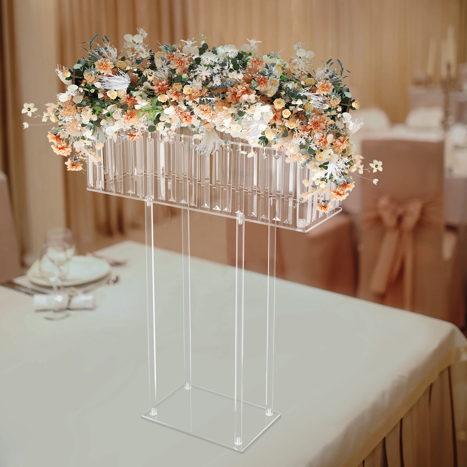 

Acrylic Square Ice Curtain Flower Stand Banquet Guide Frame High Load-bearing Display Stand Desktop Decorative Flower Base