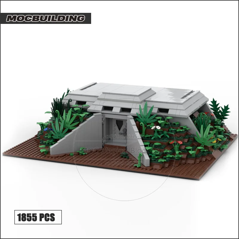 Dinosaur World MOC Building Blocks Emergency Bunker Bricks Fence and Restroom Display Architecture Model Toys Xmas Gifts