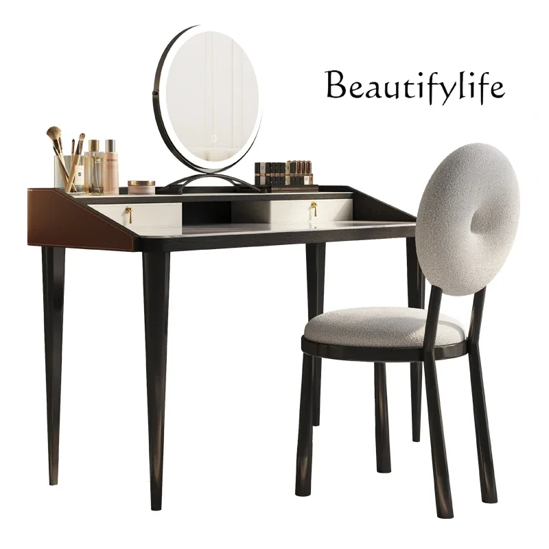 

Italian minimalist rock slab dresser light luxury modern simple bedroom high-end makeup table