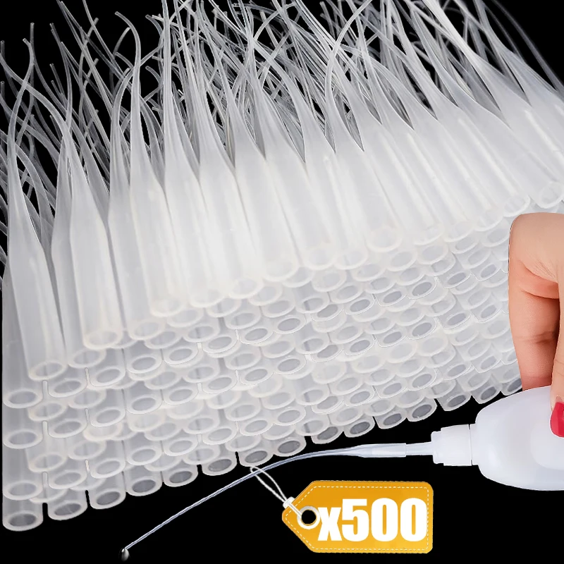 100-500Pcs Plastic Glue Micro-Tips Applicator Extender Precision Applicator Dropping Tube Nozzle for Crafting Lab 401 502 Glue