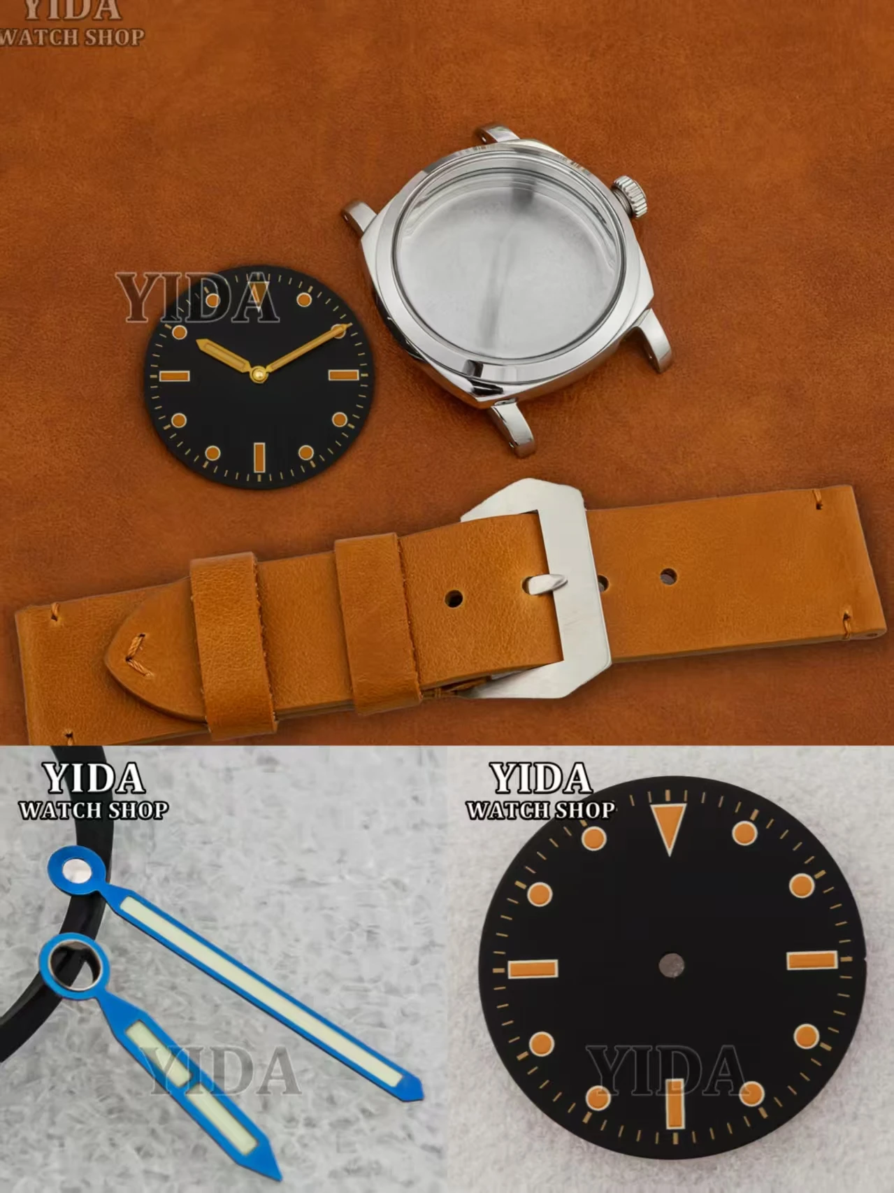 

High Quality Men's 47MM Watch Case Genuine Leather Strap Luminous Dial Hands For PAM Vintage 6152 ETA 6497/6498 ST3600 Movement