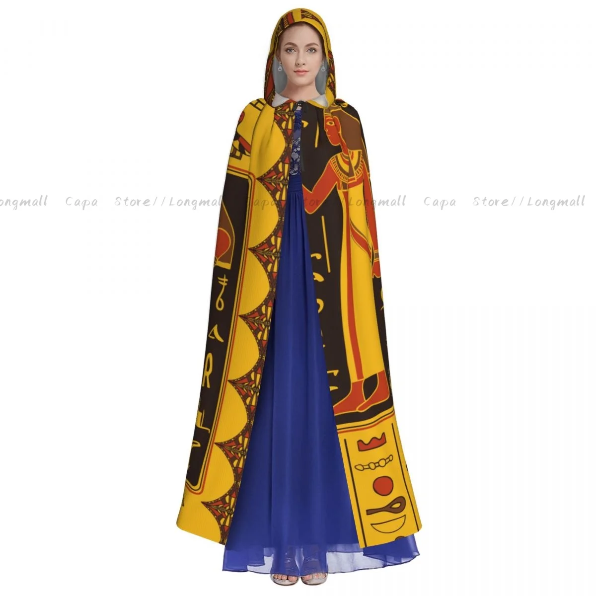 Witch Cloak Egyptian Gods And Hieroglyphs Halloween Cosplay Costume Unisex Adult Cloak Retro Ages Cape