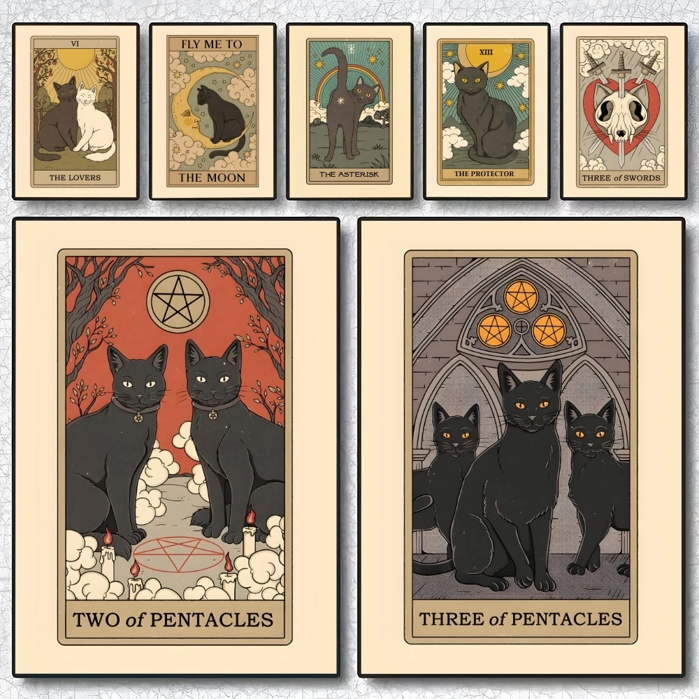 

Cats Tarot Poster Poster HD art sticky wall waterproof home living room bedroom bar aesthet