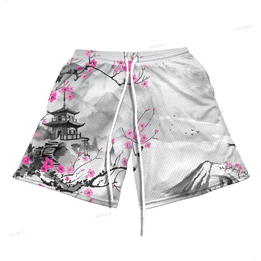 

Japanese Style Antique Ink Painting 3D Street Sports Men's Shorts Basketball Shorts Training Breathable Fashionable Shorts