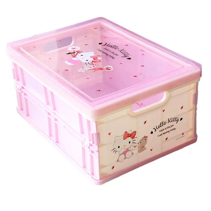 سانريو مرحبا كيتي صندوق تخزين أضعاف لطيف سلة التخزين صندوق تخزين صندوق تخزين صندوق تخزين لعبة بلاستيكية كتاب تخزين نمط جديد #6