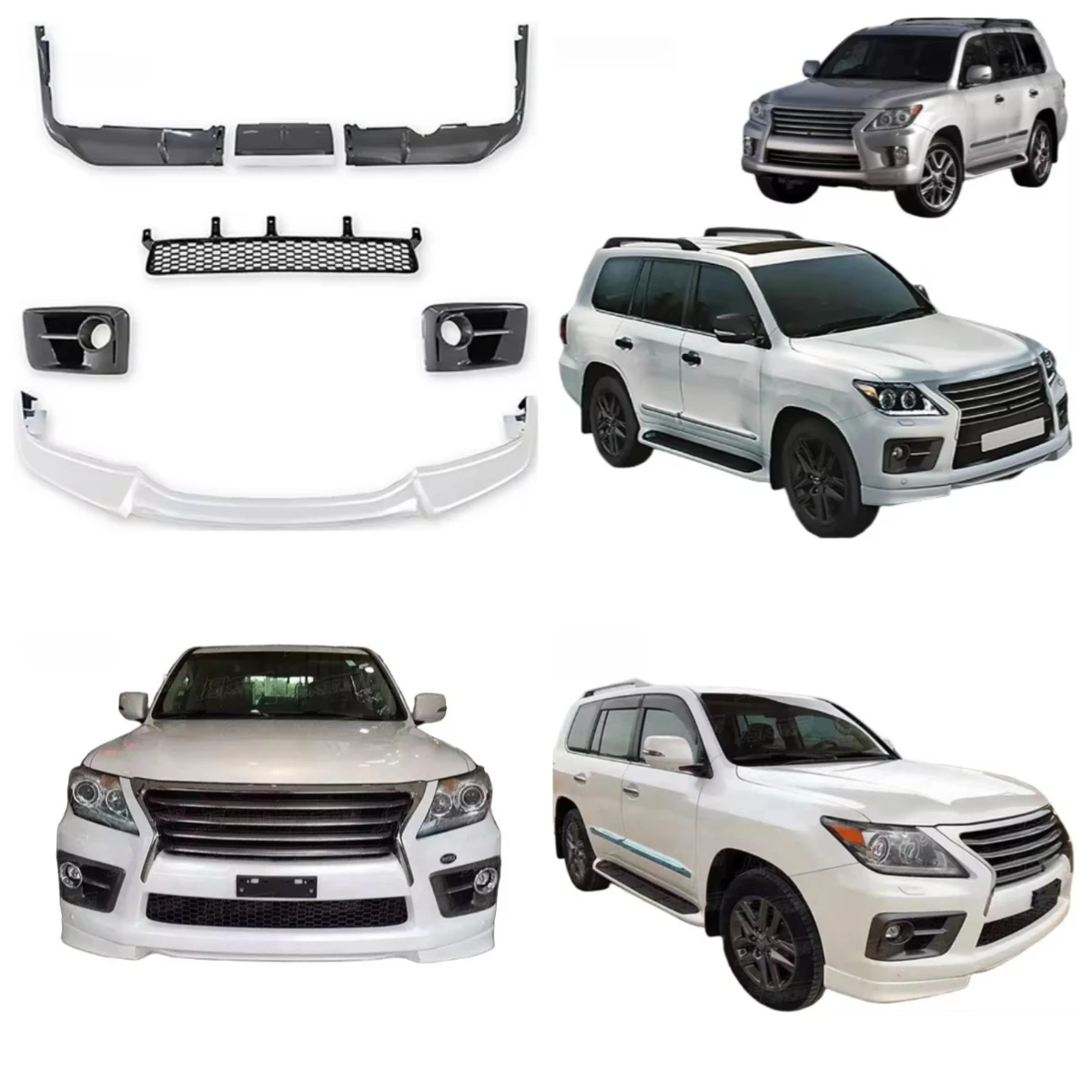 

Stlf For LX570 2012 Front Bumper Front Lip Side Skirt Diffuser Dry Carbon Fiber MP Style Body Kit