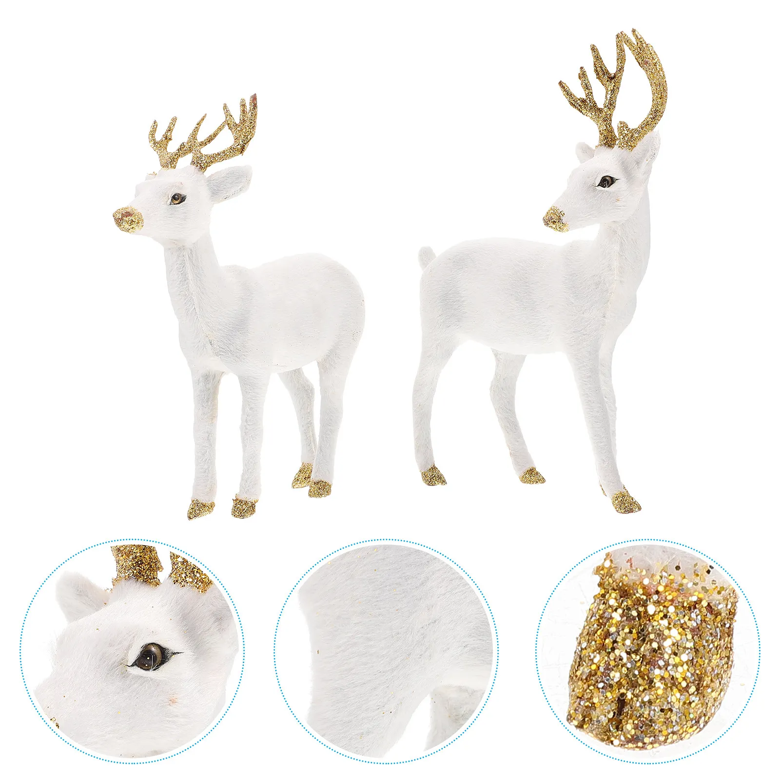 

2Pcs Simulation Sika Deer Ornaments Simple Color Desktop Decoration Home Office Living Room Christmas Holiday Table Decor