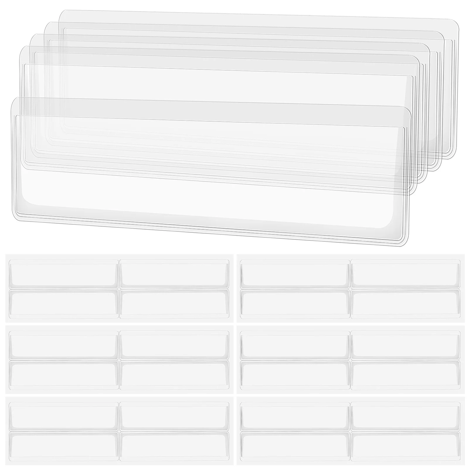 

60 шт., клейкие прозрачные карманы, держатели этикеток для полок, папок, ящиков, индексные карточки, организация домашнего офиса, инвентарь