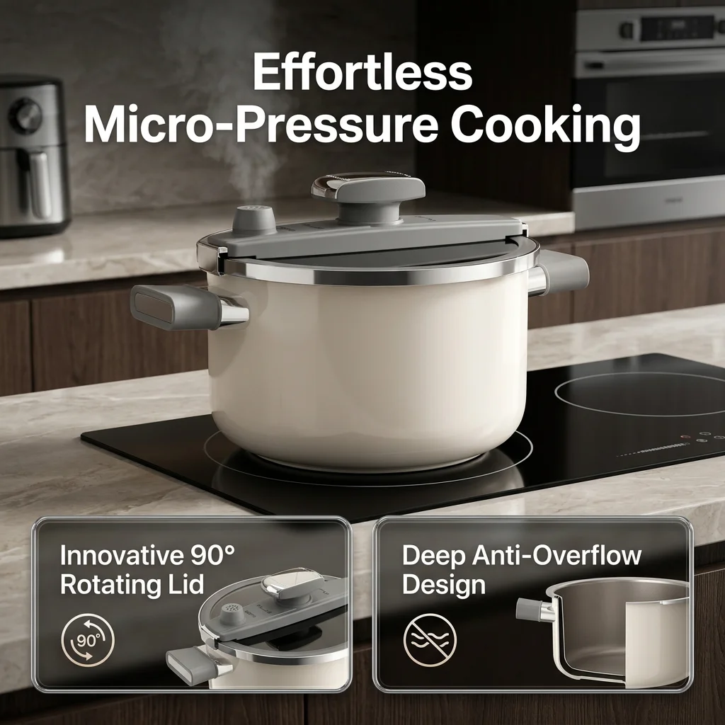 Enamel Pressure Cooker Large Capacity Stew Pot Home Cooking Stockpot for Gas and Induction Stovetop