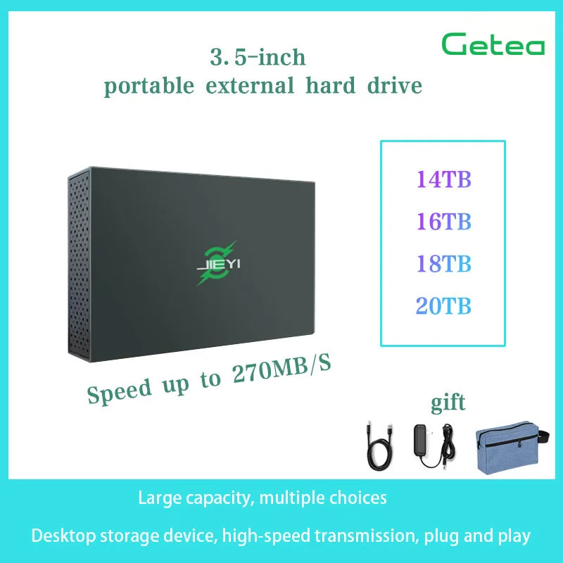 

Внешний жесткий диск Getea Hdd 12 ТБ 14 ТБ 16 ТБ 18 ТБ 20 ТБ Внешний диск 3,5-дюймовый внешний жесткий диск высокой емкости Бесплатная доставка