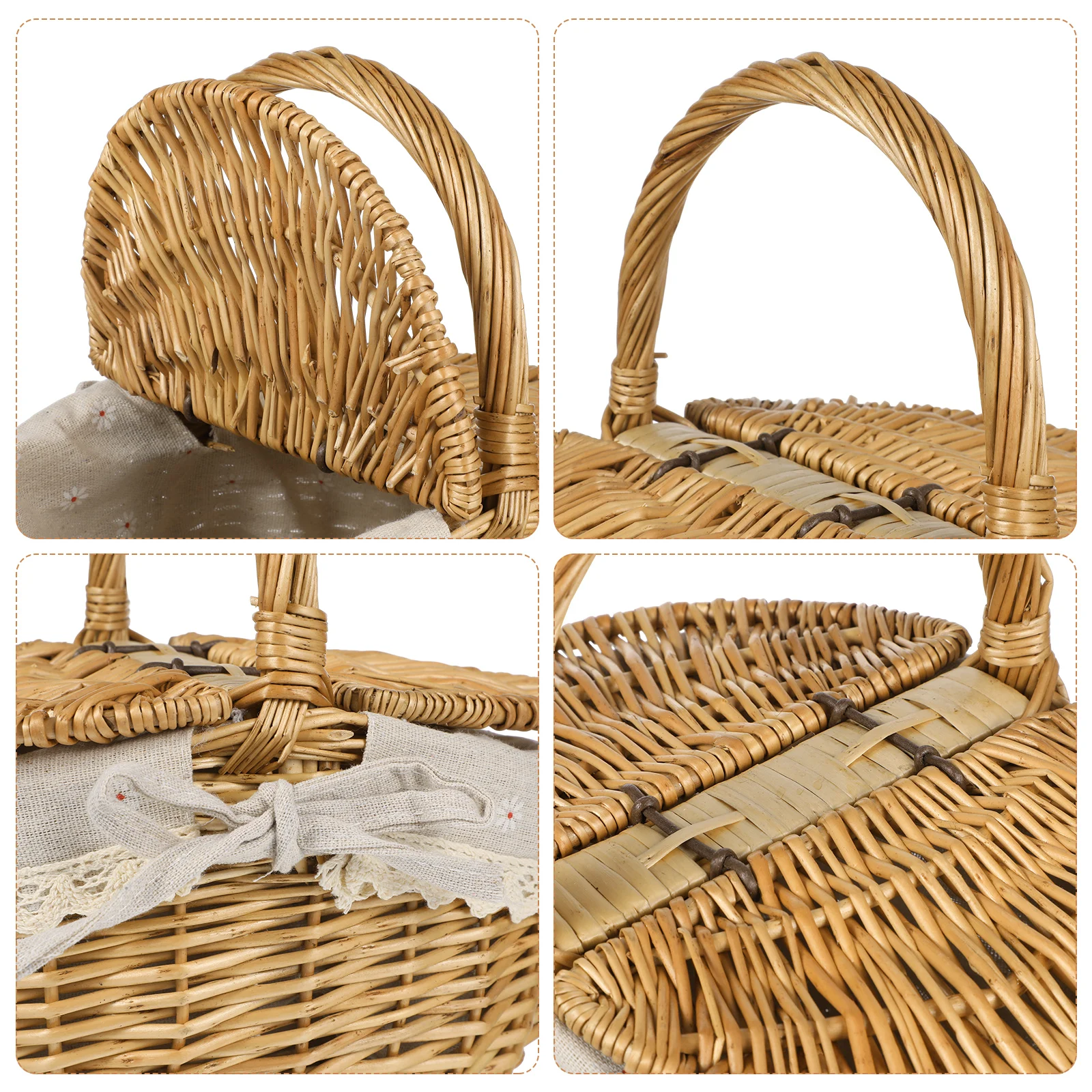 

1Pcs Rattan Storage Basket Hand Woven Picnic Fruit Bread Vegetable Snack Organizer Home Decorative Durable Lightweight Basket