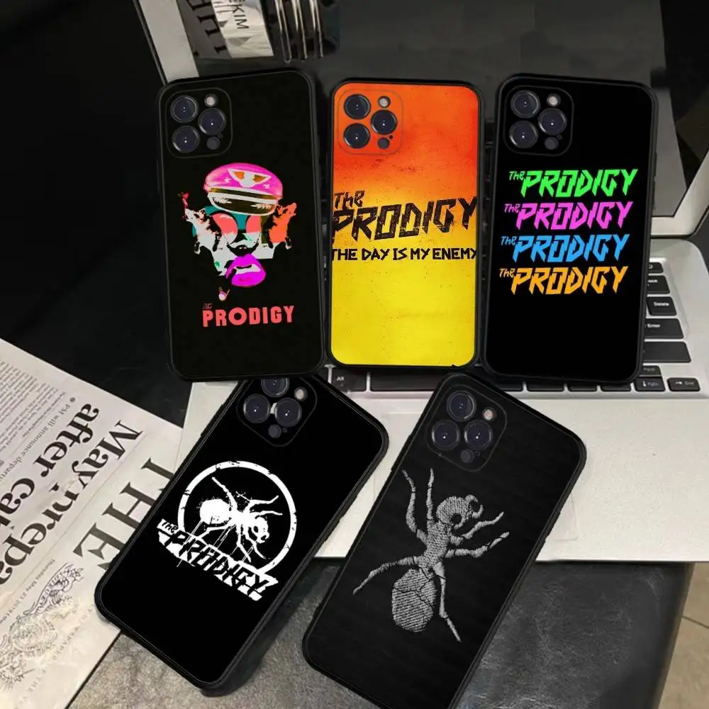 Coque de téléphone noire avec logo The P-Prodigy Artist pour iPhone 17 Air 16 15 14 Plus 13 12 Mini 11 Pro Max