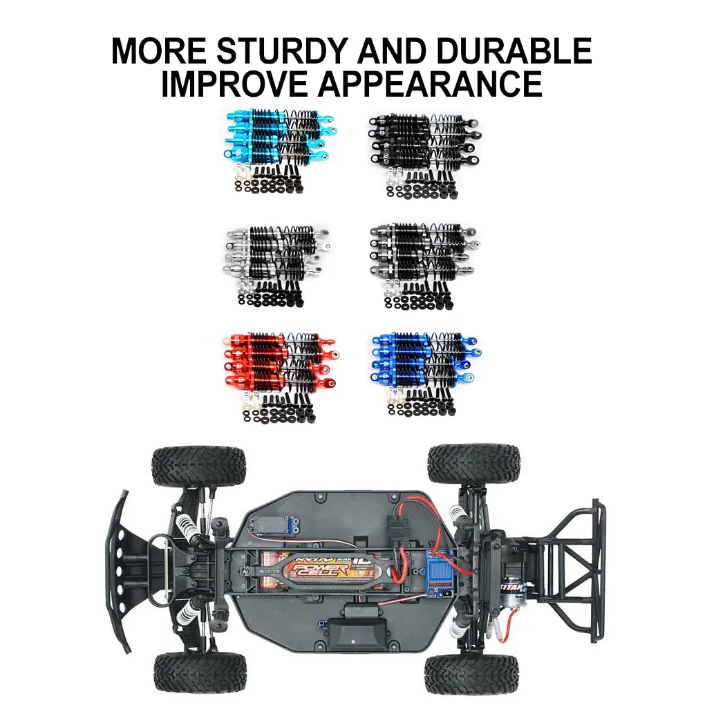 Amortiguador trasero delantero de aleación de aluminio 1/10, 4 Uds., amortiguador trasero delantero Rc resistente al desgaste para pieza de coche TRXXAS SLASH 2WD RC