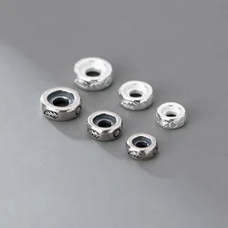 1pc 100% 925 Sterling Silver Wheel Shape Loose Spacer Beads 6mm 7mm 8mm Leaf Pattern S925 Silver Divider Beads DIY Jewelry Make