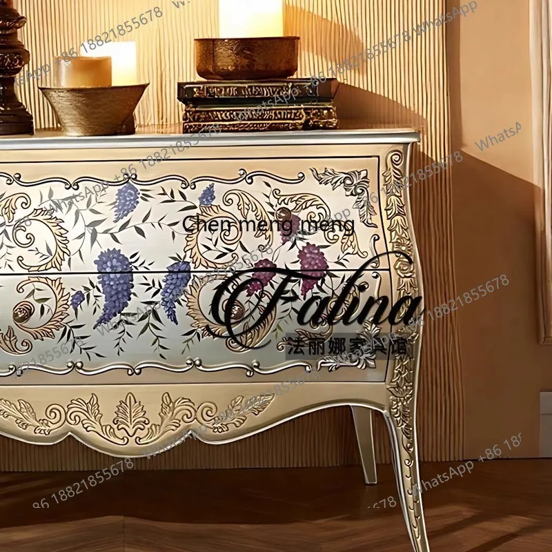 

French entry chest, neoclassical entrance cabinet, painted bedroom storage decoration, storage side cabinet