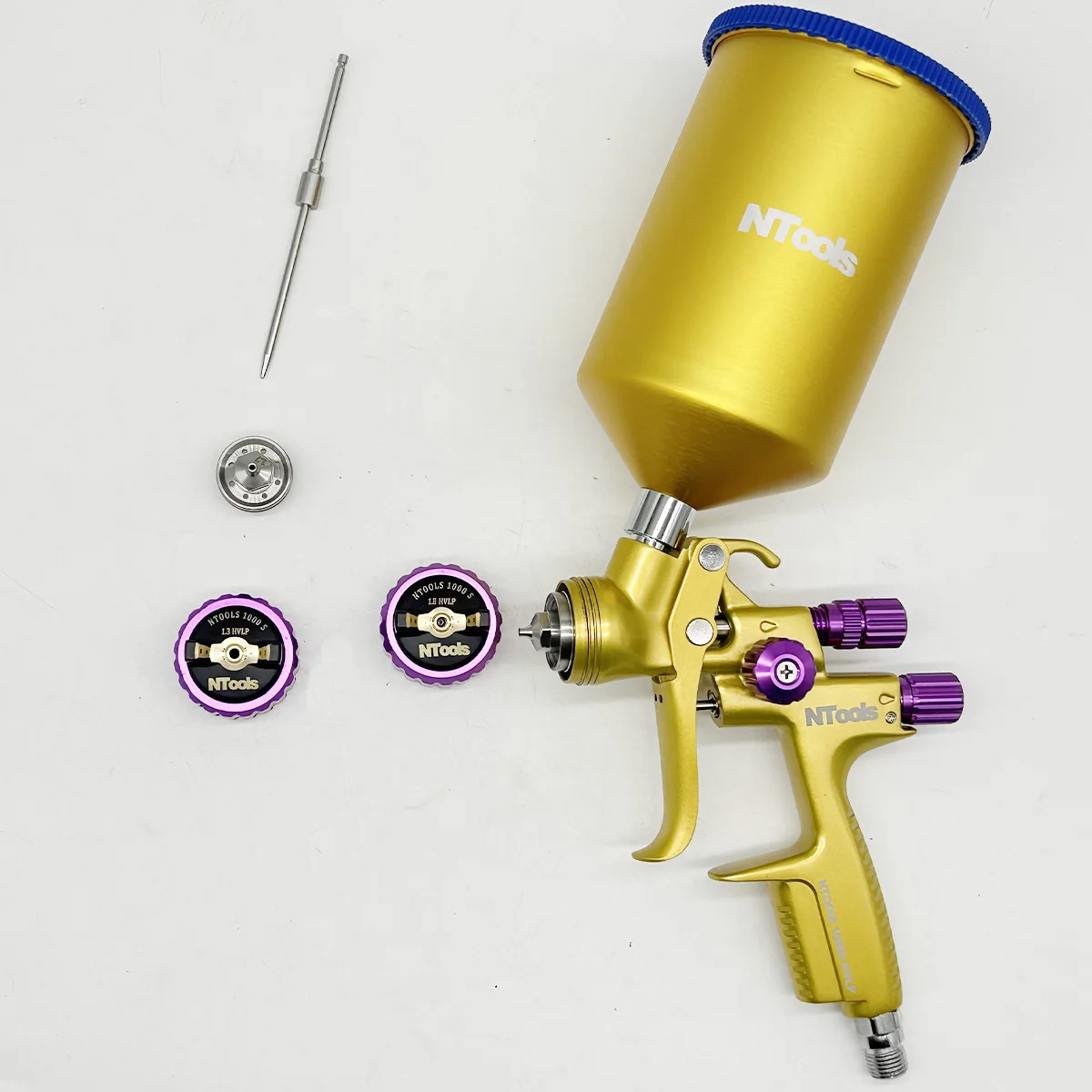1.3MM HVLP Spray Gun Add 1.8MM Nozzle Kit Car Repair Paint Spray Guns 1000S Air Spray Gun With 400cc Mix Tank Airbrush