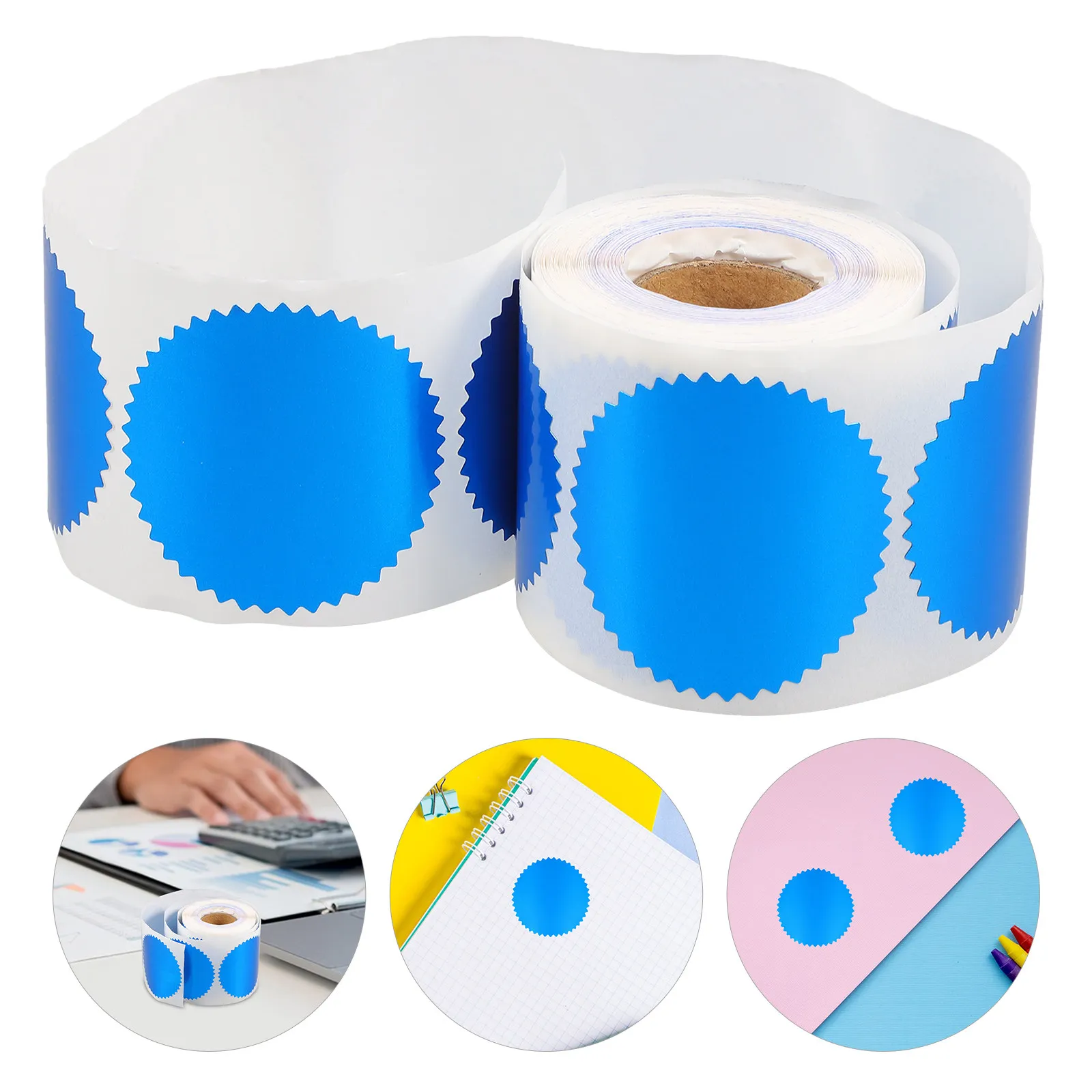 

250Pcs Blue Serrated Edge Embossed Seal Labels for Certificate Stickers Graduation Envelopes Wedding Invitations Food Baking
