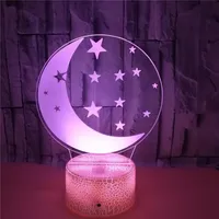 Acrylic Night Lights Moon Star 3D Illusion Lamp Bedroom Decoration USB Desk Table Lamps Birthday Eid Al Adha Gift for Kids