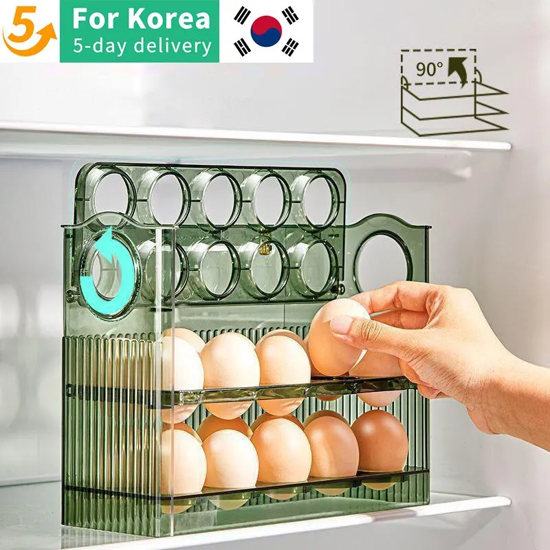 Kitchen Large Capacity Egg Fridge Storage Box - Portable Multi-Layer Egg Tray Organizer, Convenient Opening/Closing Egg Holder