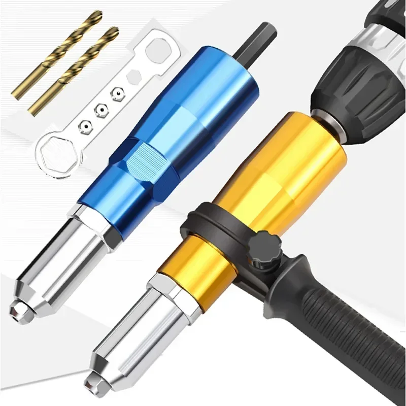 Adattatore per trapano per pistola per rivetti elettrici Strumento per rivettatura plug-in domestico Cordless Diversi modelli di ugelli guida Accessori per utensili elettrici