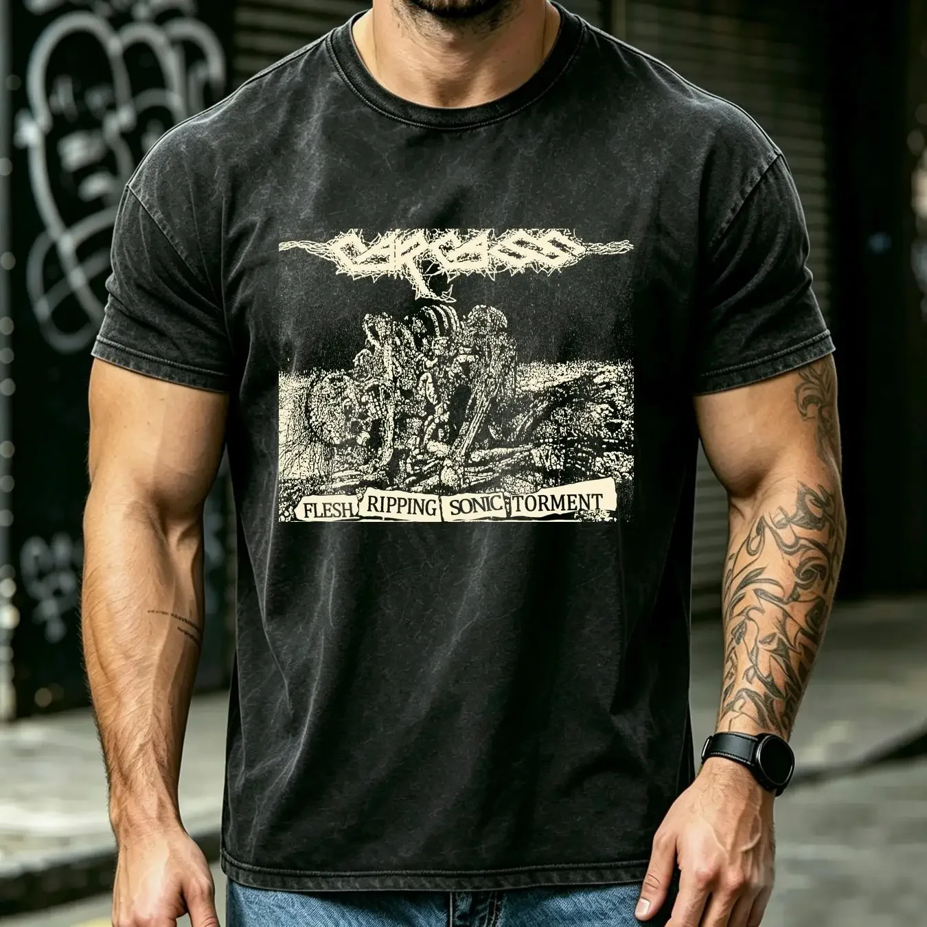 washed T Shirt Carcass death metal Red tee goregrind grindcore Napalm Bolt Thrower Terrorizer Extreme Noise Terror Godflesh