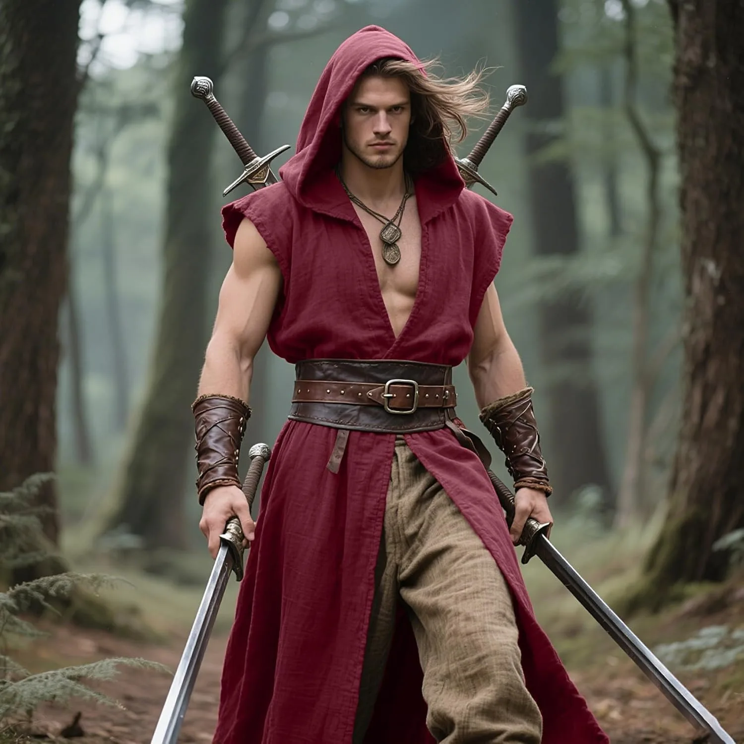 Men's Medieval Hooded Surcoat Renaissance Tabard Sleeveless Tunic Cloak Viking Costume Holloween Assassin Cosplay view 2