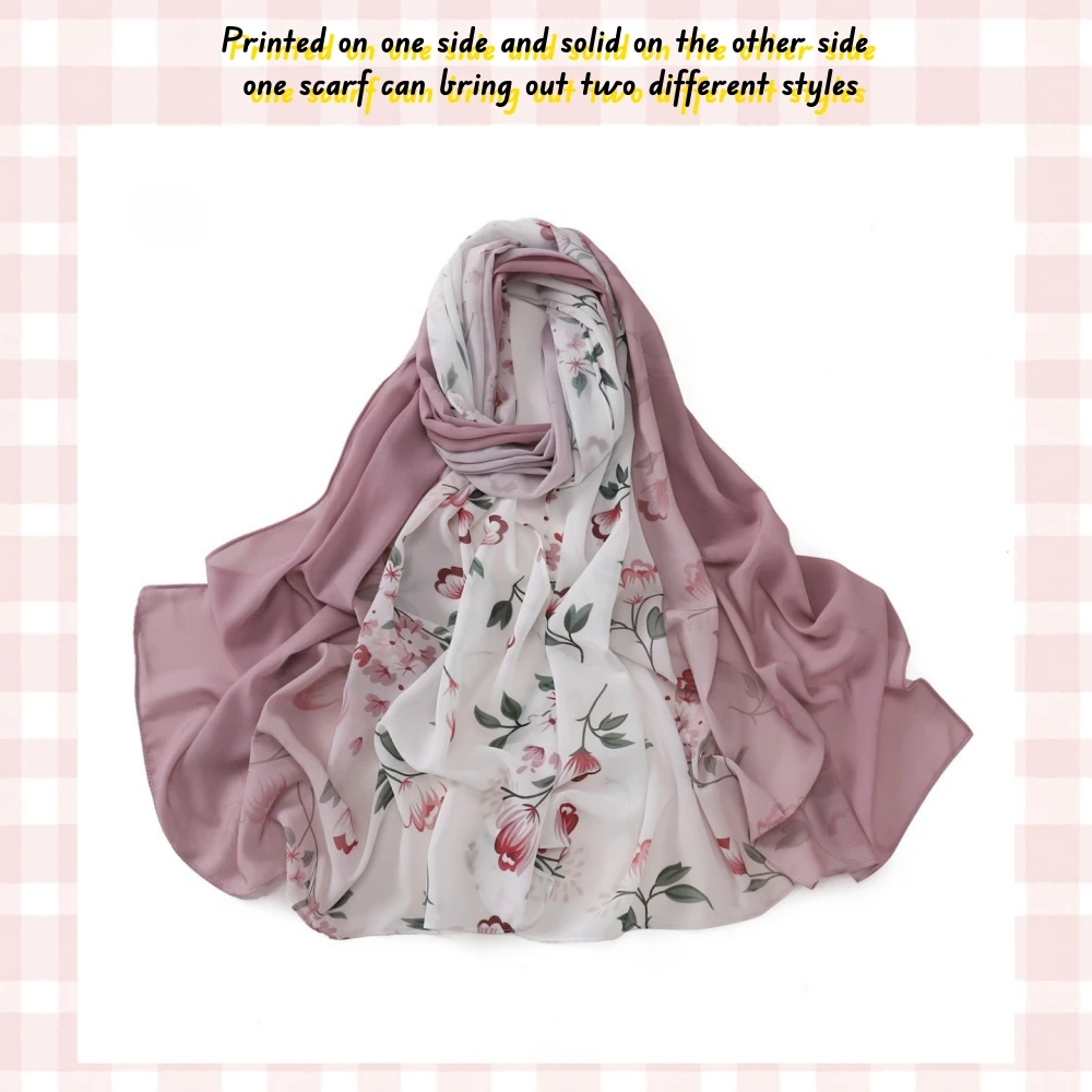 Novo design impresso floral chiffon capelet muçulmano feminino chiffon hijab macio lenço de cabeça longo envoltórios atacado