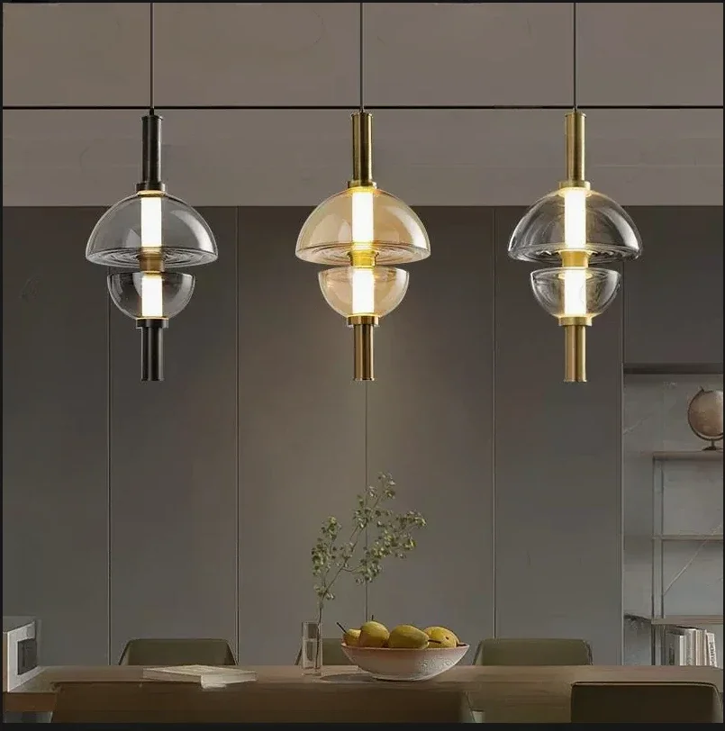 Nordic Colorful Glass Pendant Light Luxury Simple Glass Chandeliers for Bedroom Restaurant Long Tube Glass Pendant Lamp